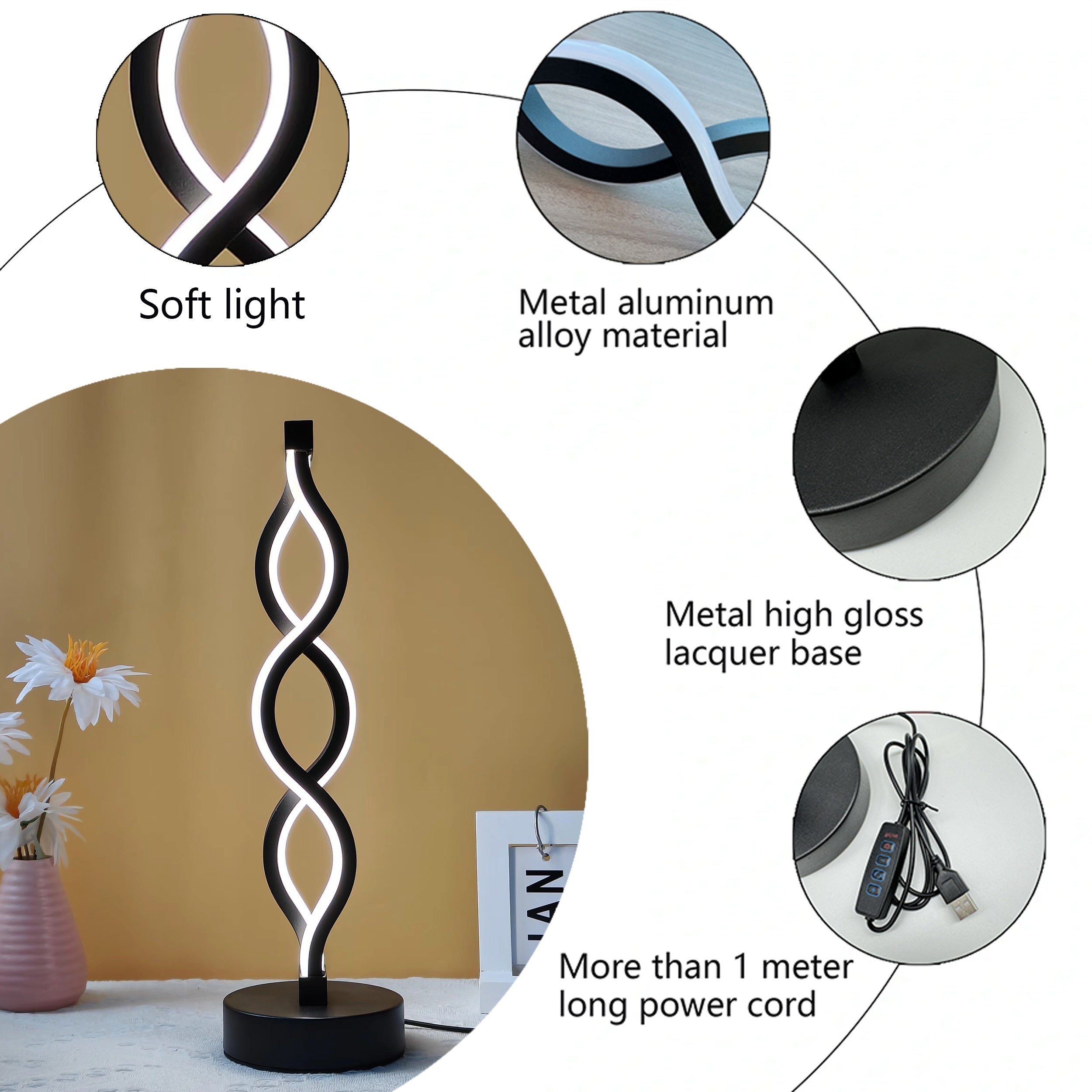 SeaWave - Unique Aluminum Desk Lamp with Dimmable LED Lighting