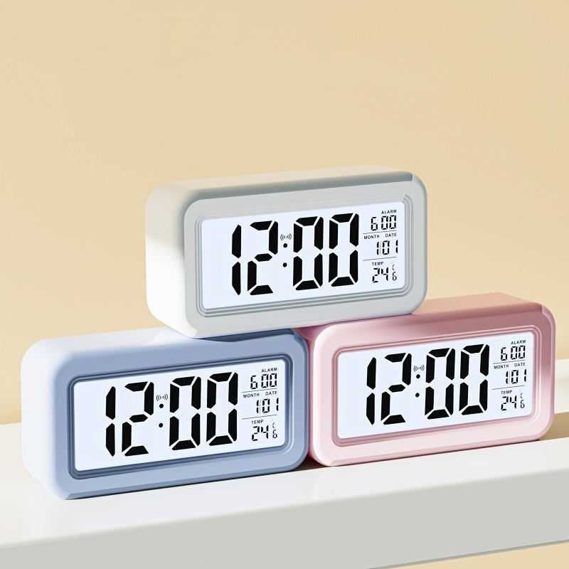 Reloj despertador digital con pantalla LCD - Visualización de fecha y temperatura