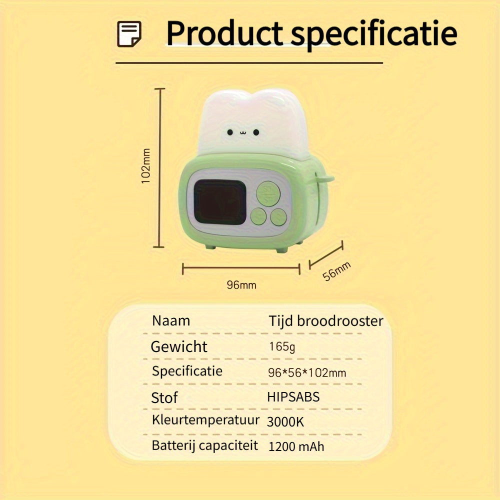 GlowBake - Schattige LED Wekker met USB-Oplaadbare Batterij