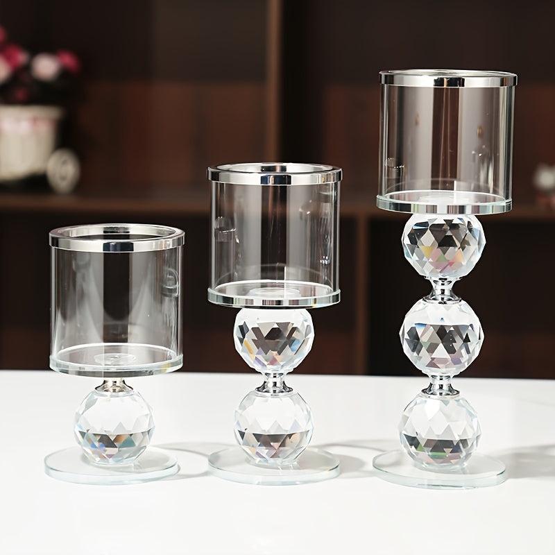 Set van 3 Kristallen Kandelaar - Luxe Tafeldecoratie voor Diner, Feestdagen en Romantische Avonden