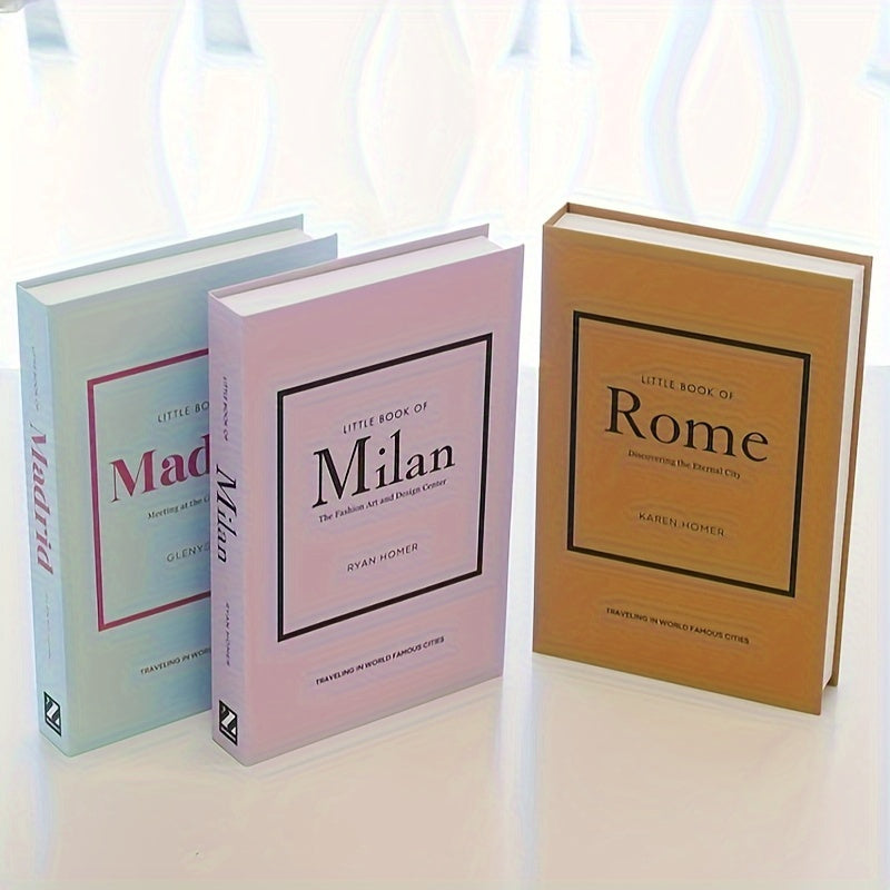 Set classico di fermalibri con 3 libri finti - Elegante decorazione per mensole