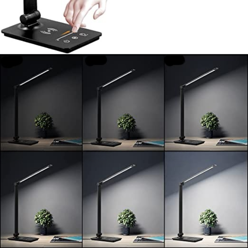 LED Desk Lamp - With Wireless Charger and Touch Control - 5 Color Modes & Fully Dimmable Function