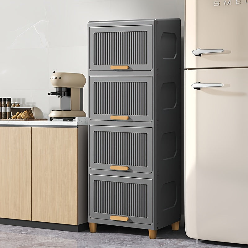 Zwart Flip-Top Opbergkast – Veelzijdige Rechthoekige Kunststof Opslag voor Huis, Keuken en Kantoor