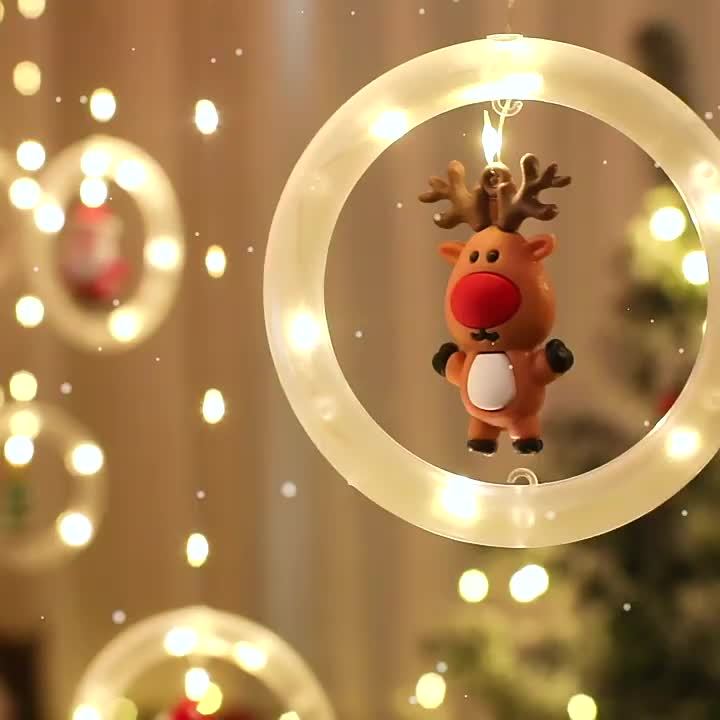Nieuwe kerstverlichting met kerstman-cartoonvorm, hangende raamgordijnverlichting, LED-kleurverlichting, raamdecoratie, sterrenlicht, USB-interface, Halloween-cadeau.
