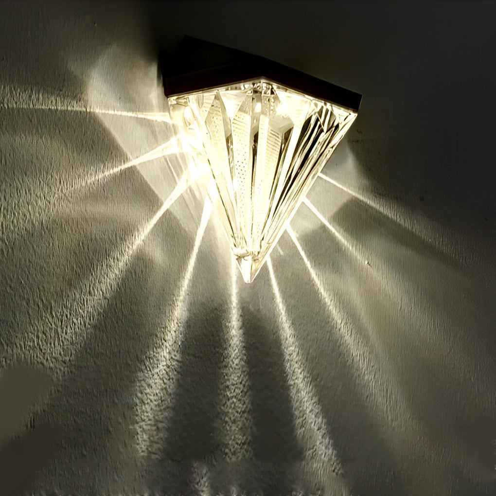 2 Stuks Geometrische LED Waterdichte Zwarte Solar Wandlamp