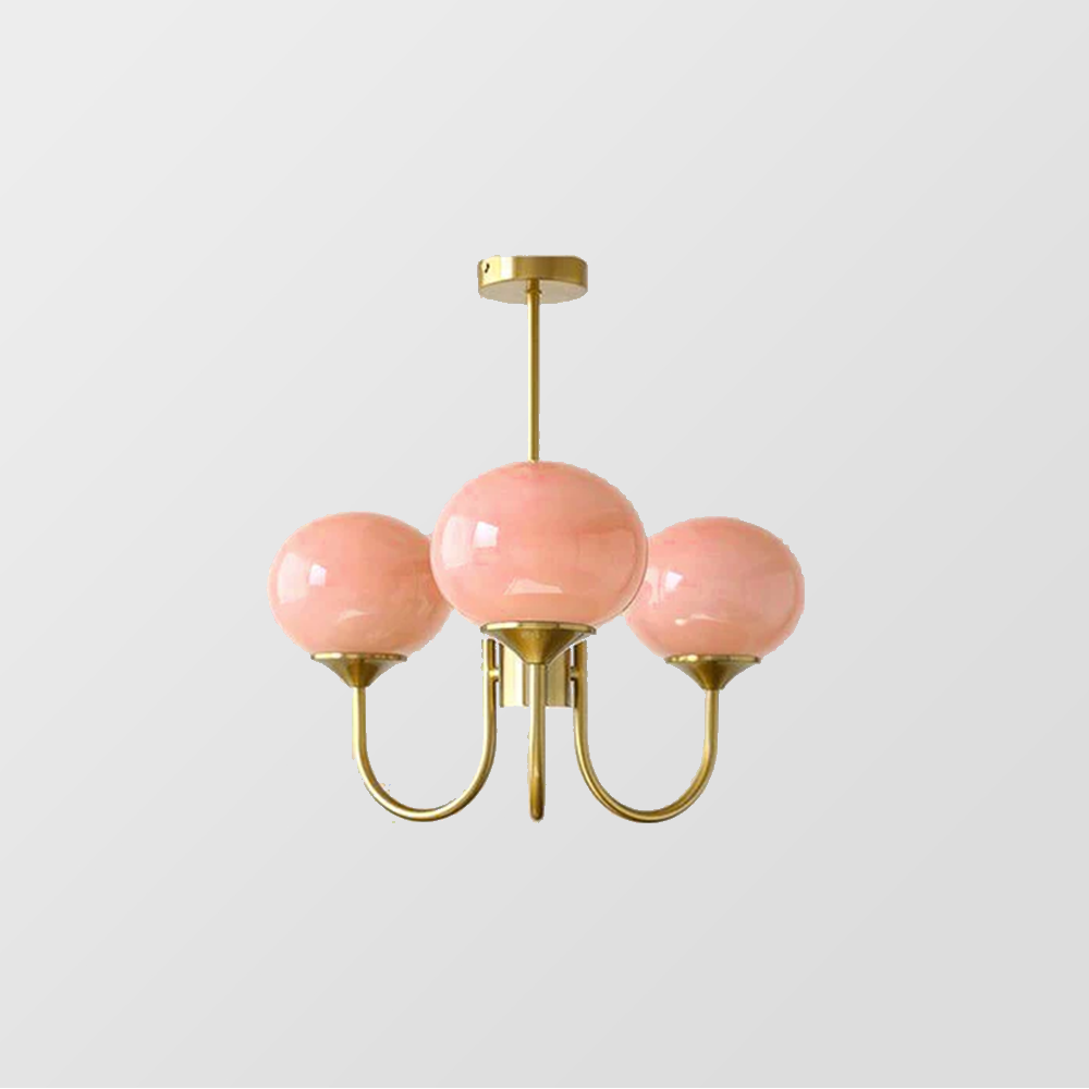 Lampadario in vetro rosa bubble marshmallow