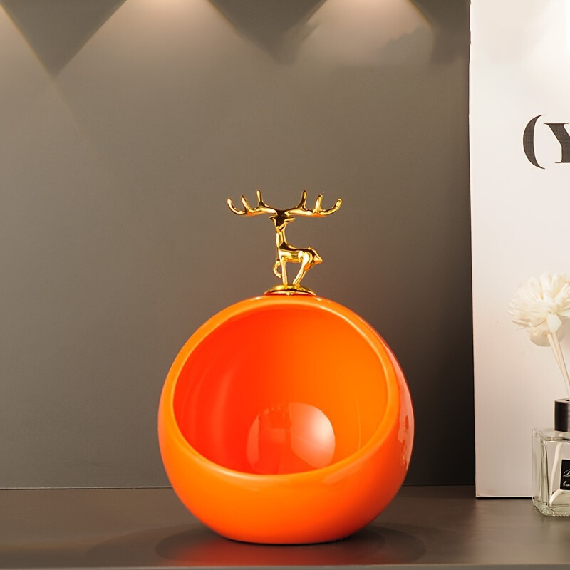 DeerBox - Moderne Keramische Opbergkom met Metalen Hertendeksel