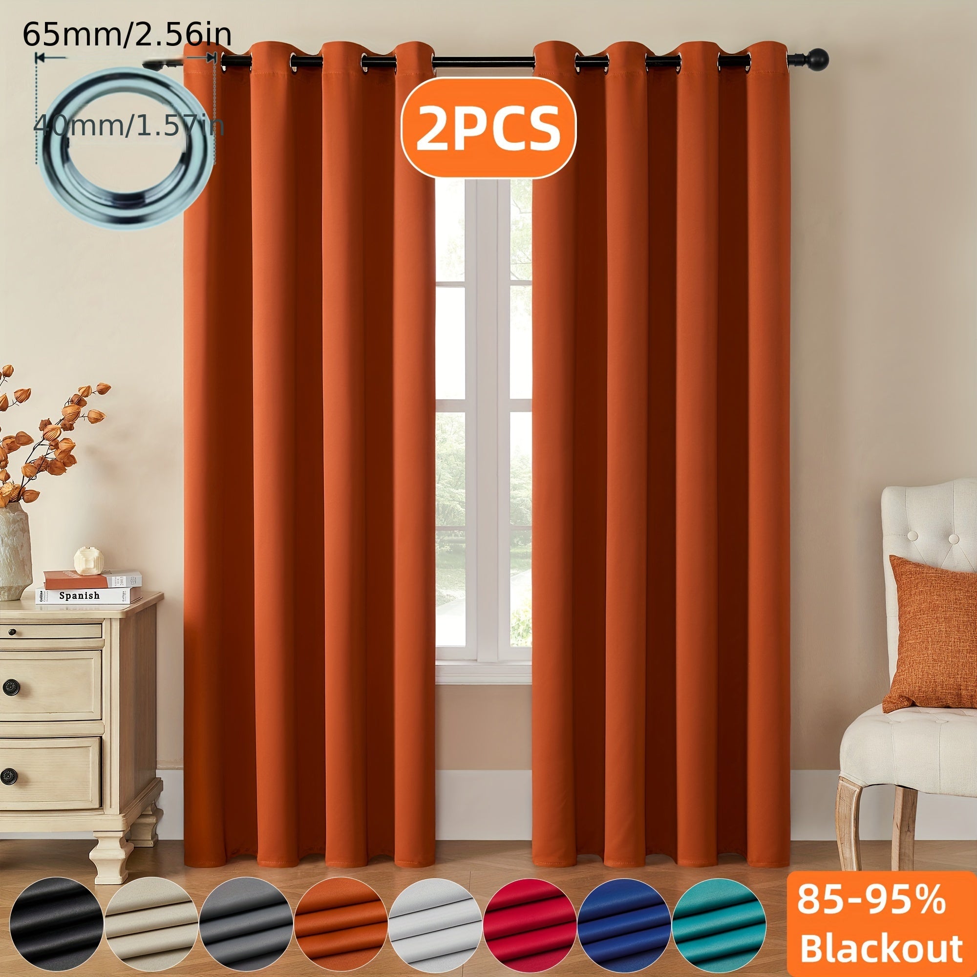 Tende Oscuranti - 2 Pezzi Tende Moderne in Poliestere con Isolamento Termico e Anelli