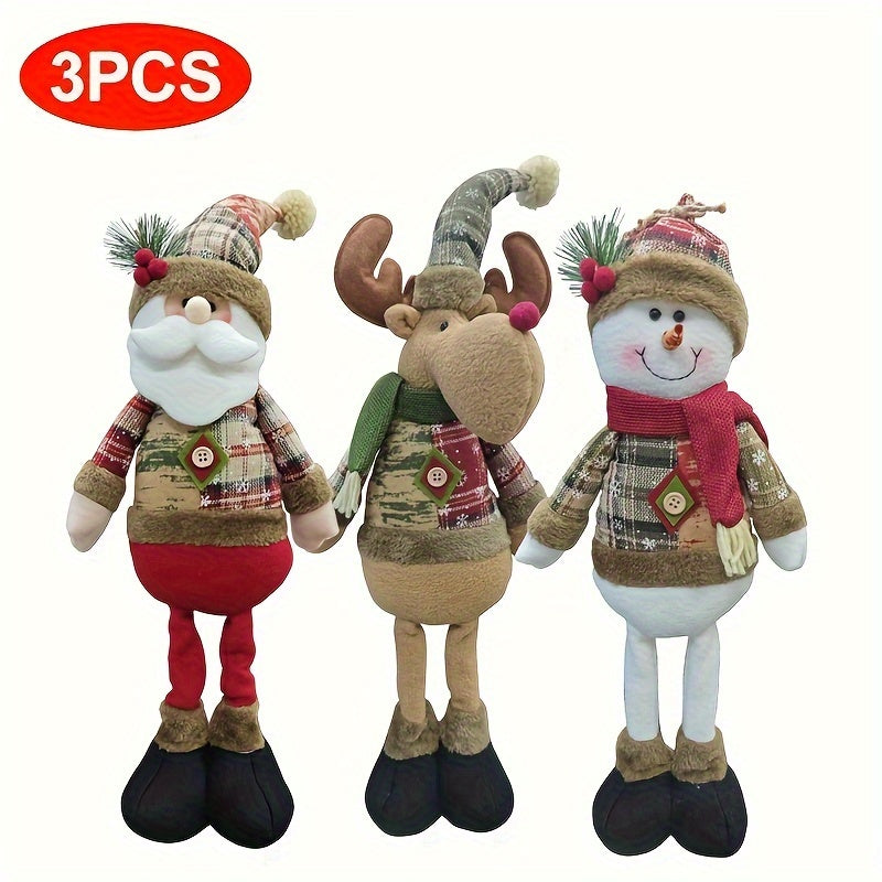 HolidayPop - Staande Kerst Figurineset van 3, Rendier, Sneeuwman & Kerstman