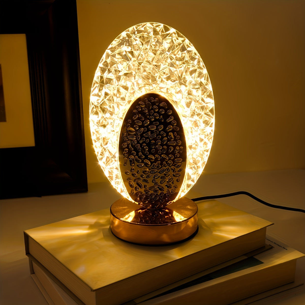 FeatherLamp - Lámpara de mesa táctil USB con diseño de pluma de pavo real, luz LED infinitamente regulable