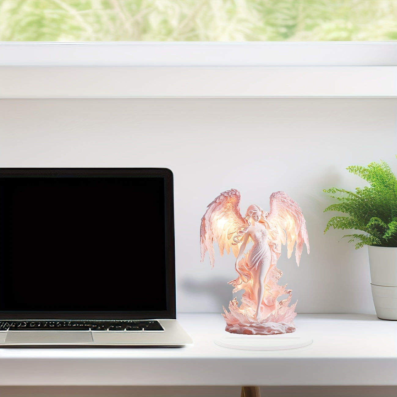 AngelGlow - Exhibidor de ángeles de acrílico para mesa y decoración del hogar