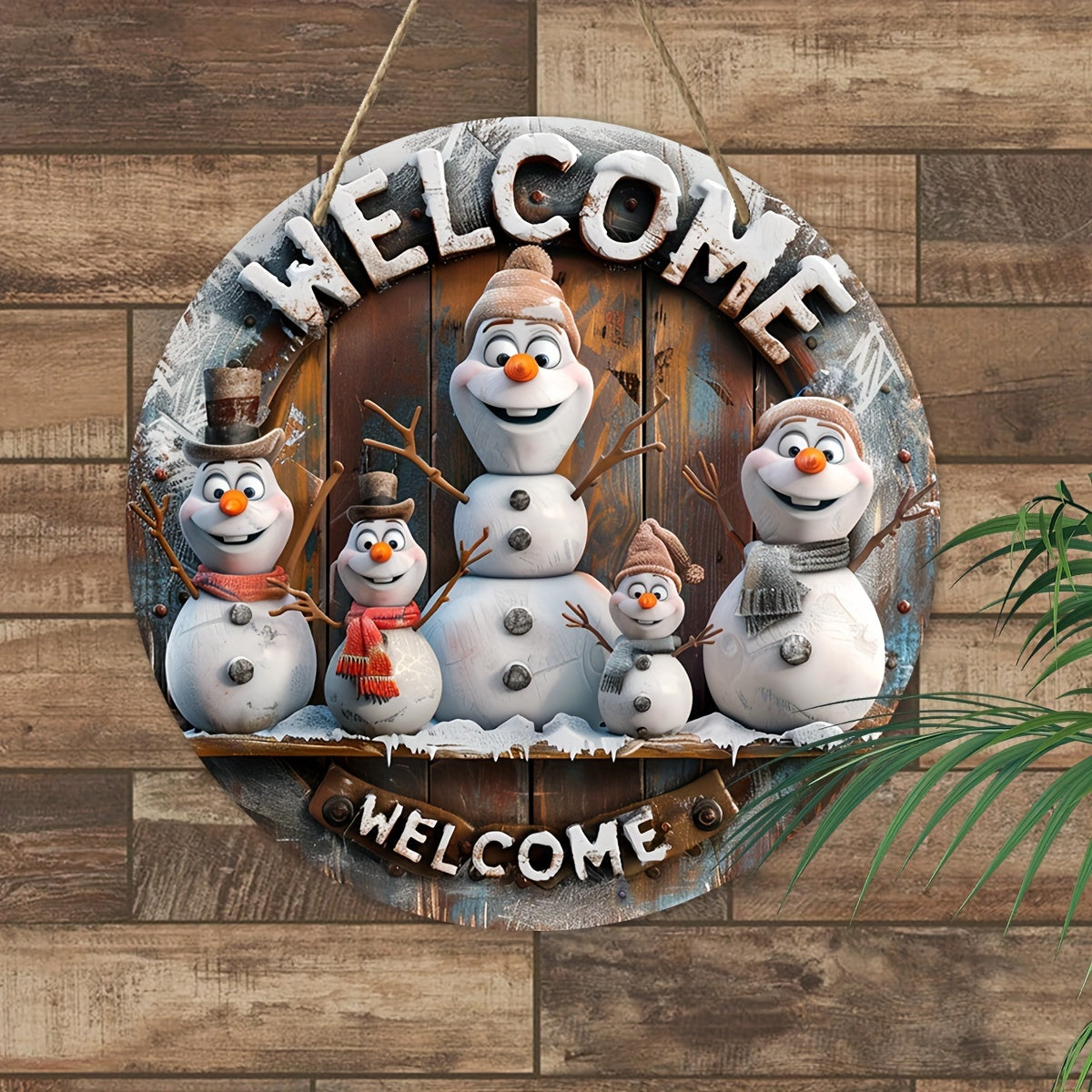 WelkomBord - Houten Kerstdecoratie Sneeuwpop Vintage