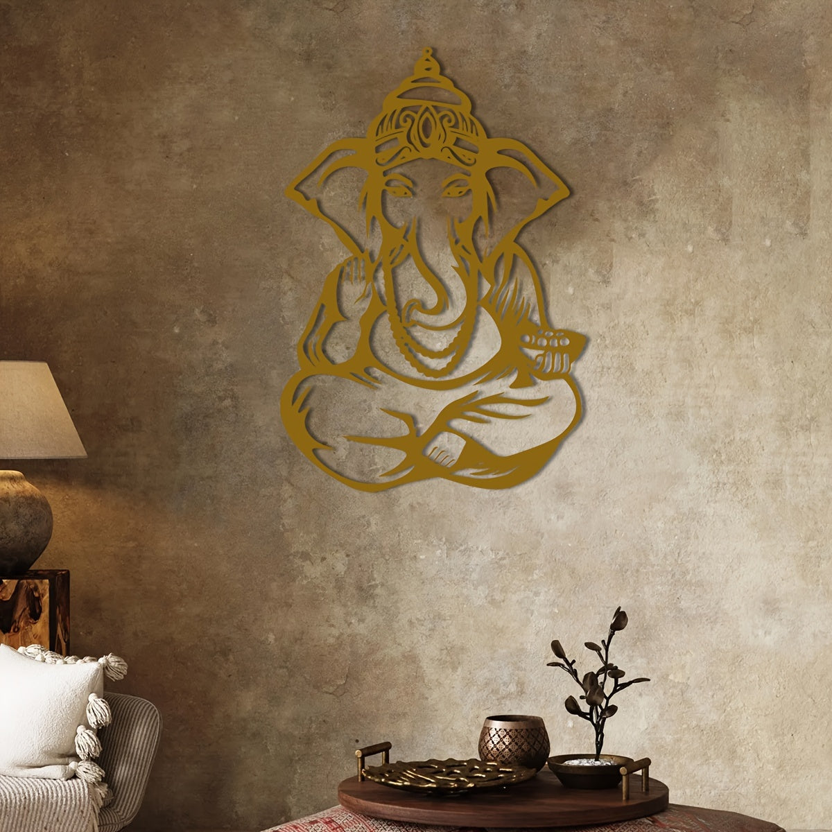 GaneshaArt - Ganesha Olifant Metalen Wandkunst