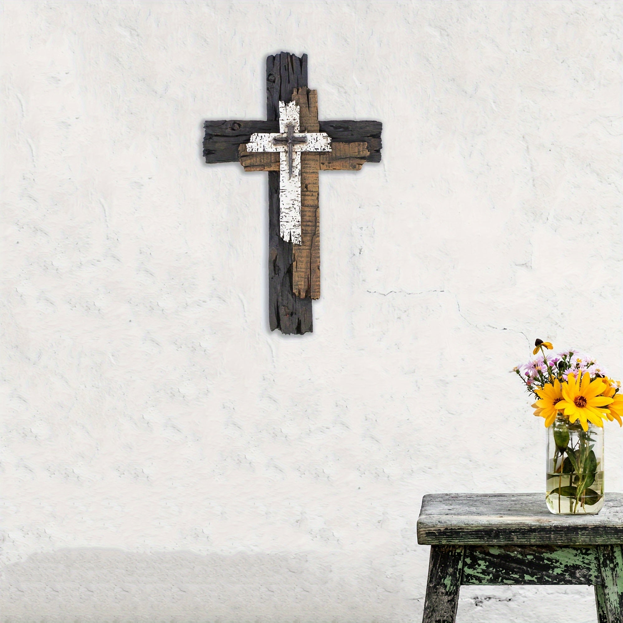 RusticCross - Rustiek Houten Kruis Wandkunst