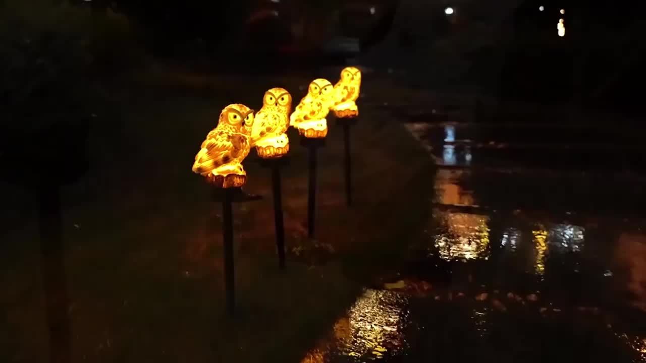 SolarOwl - LED Solar Lawn Lamp, Garden Decoration with Resin Design