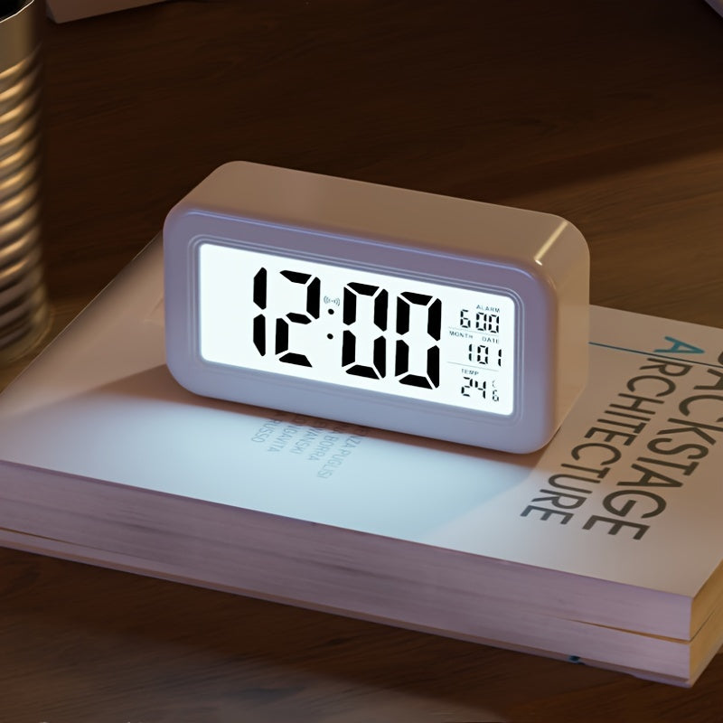 Digital Alarm Clock with LCD Screen - Date and Temperature Display