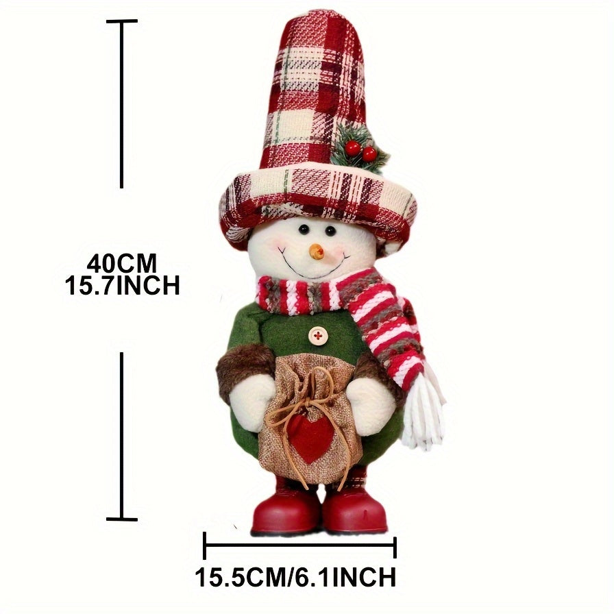 ClassicSanta - Geruite Kerstman Sneeuwpop Figuur
