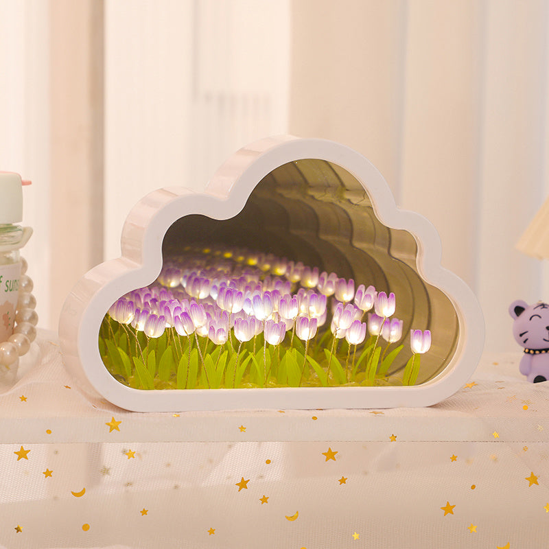 Candeeiro de tulipa - Luz noturna LED com desenho de flor