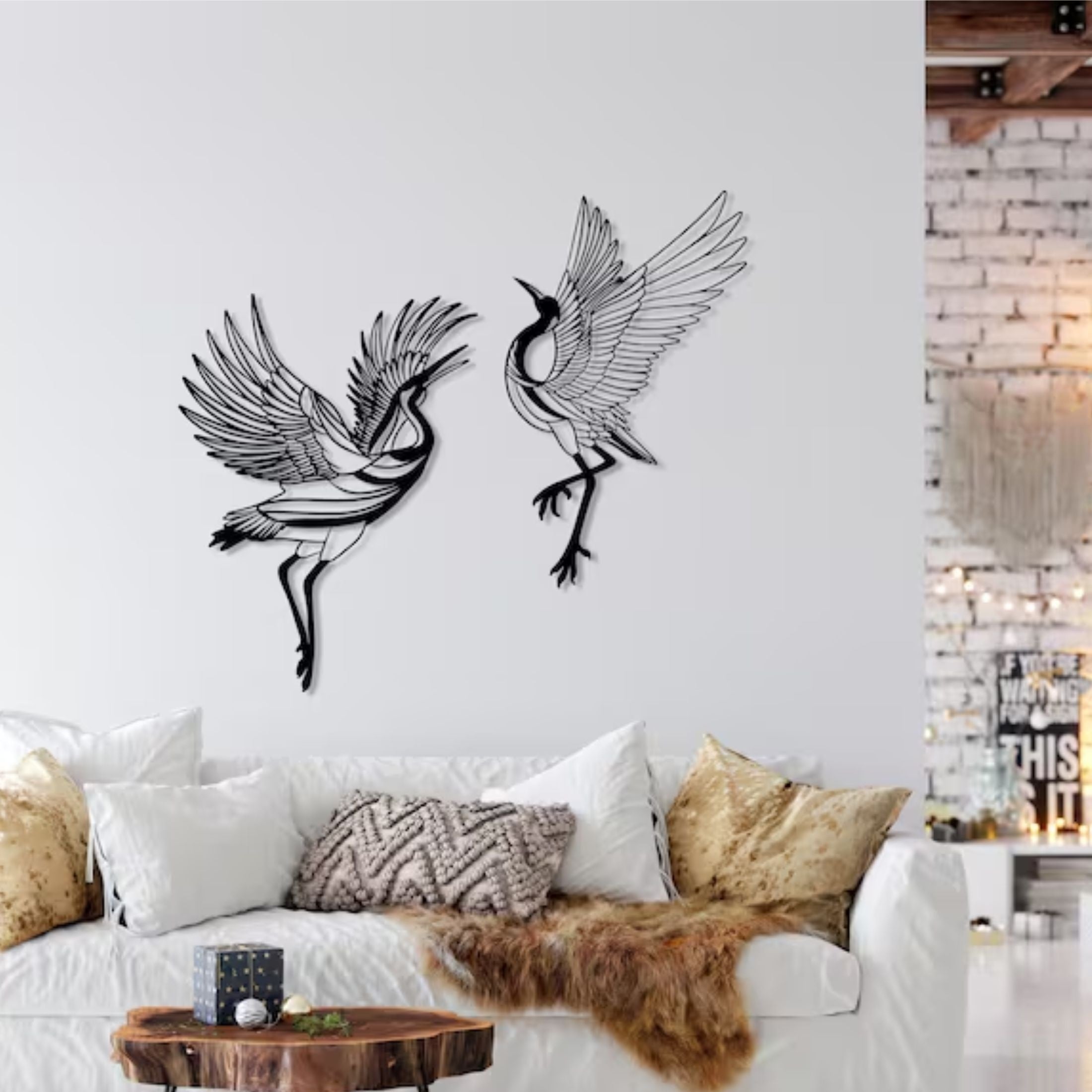 CraneArt - 2-delige Metalen Kraan Muurkunst Set