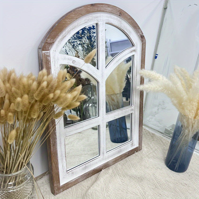 Rustic Farmhouse Wandspiegel – 58.42x45.72cm Grote Houten Lijst, Verticaal Hangende Spiegel voor Badkamer en Woonkamer