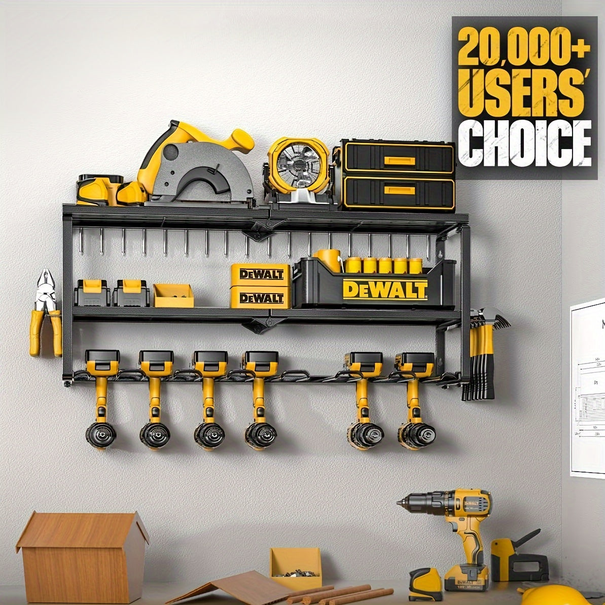 ToolShelf - Estantería de garaje metálica montada en la pared - Repisa flotante para herramientas
