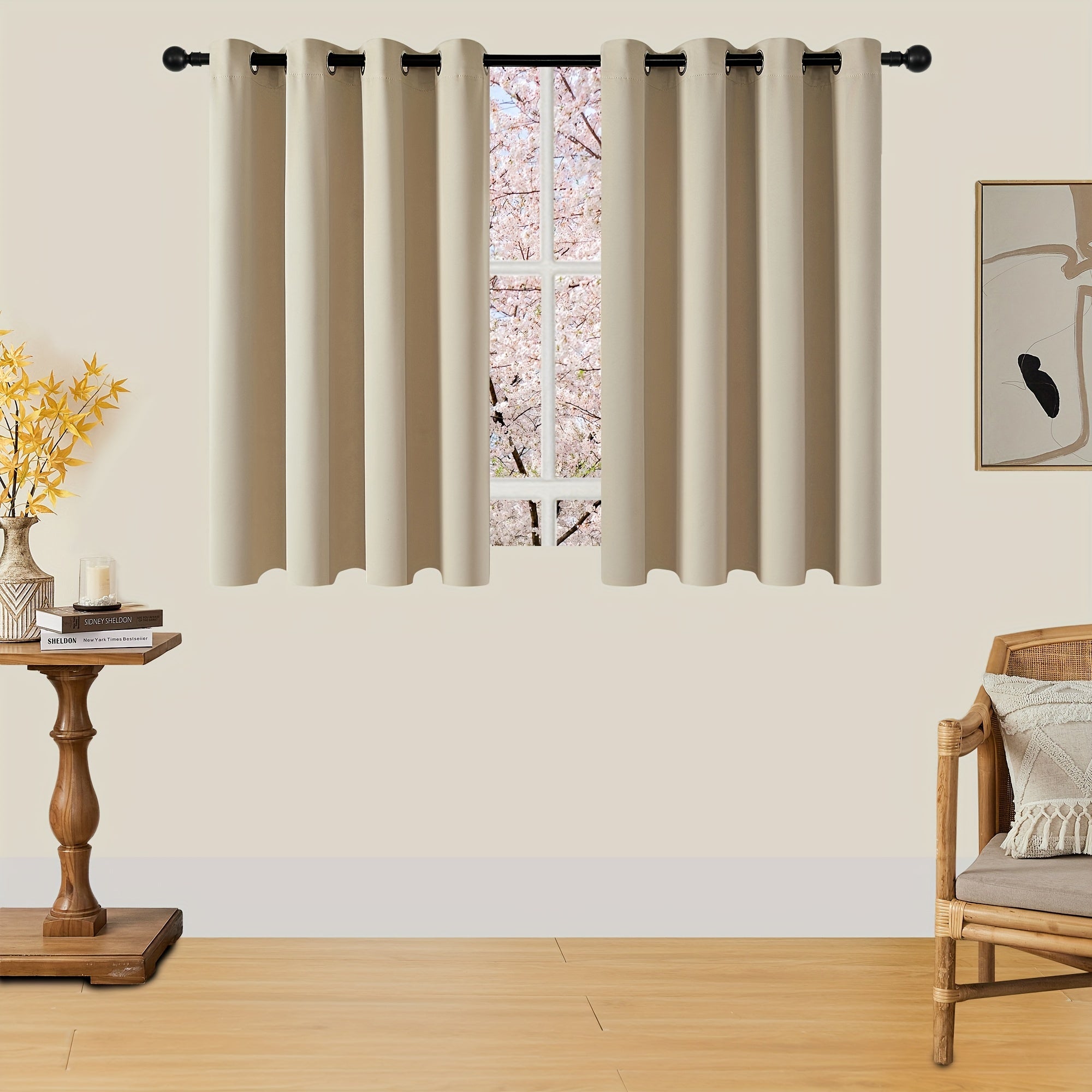 Tende Oscuranti - 2 Pezzi Tende Moderne in Poliestere con Isolamento Termico e Anelli