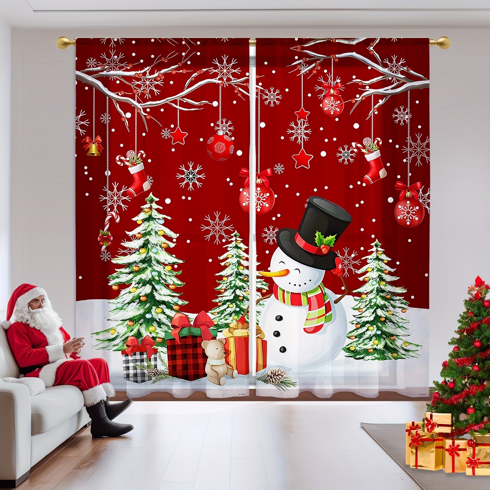 Tende Pupazzo di Neve - 2 Pezzi Trasparenti con Tasca per Asta