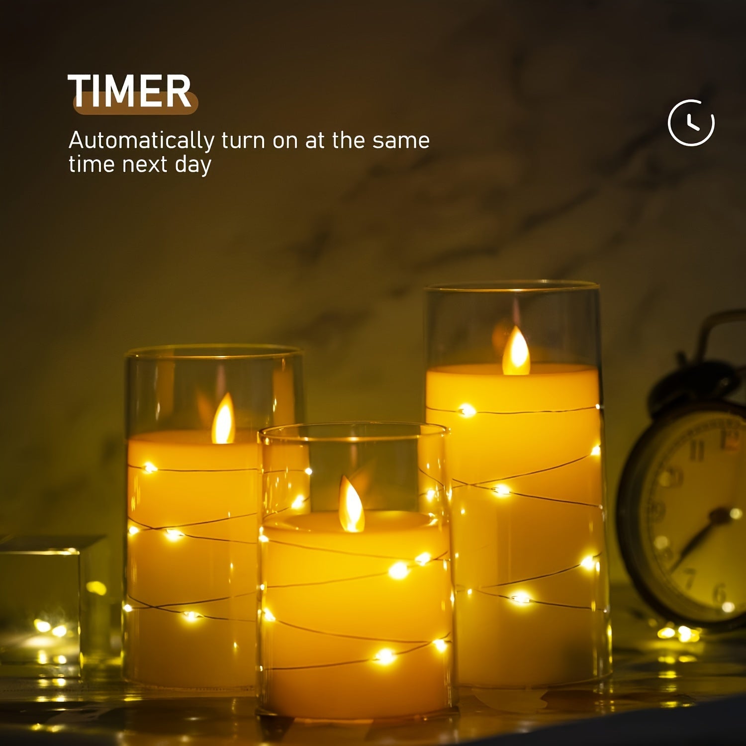 Set di 3 Candele LED Romantiche con Telecomando - Luminosità Regolabile e Funzione Timer, Ideali per Feste, Matrimoni e Decorazioni per Hotel