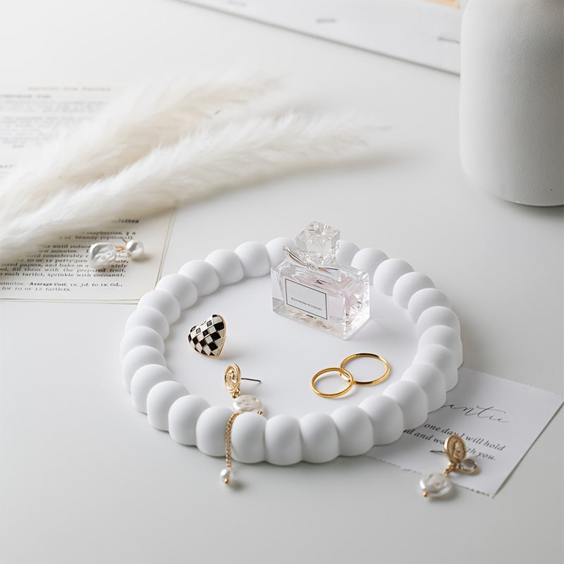 RingTray - Vassoio Rotondo Bianco per Gioielli | Per Anelli, Orecchini e Chiavi