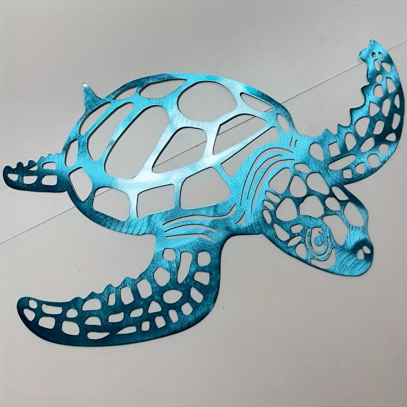 1 pieza Tortuga Marina de Metal Arte de Pared - Encanto Costero Hecho a Mano para Decoración Interior de Sala - Acento Artístico con Tema Náutico de Playa