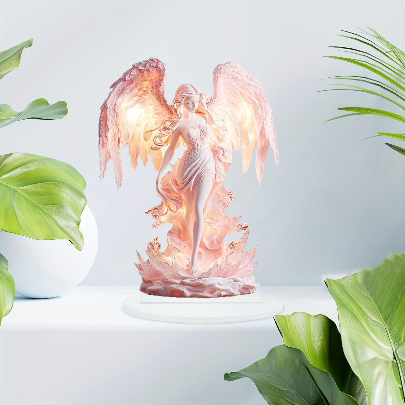 AngelGlow - Exhibidor de ángeles de acrílico para mesa y decoración del hogar