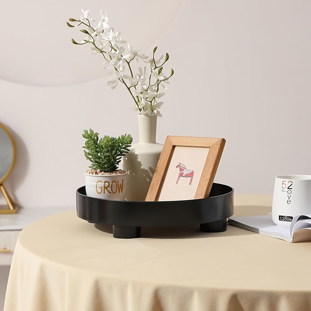 RondeDecor - Vassoio Decorativo in Plastica con Aspetto Legno | Design Moderno