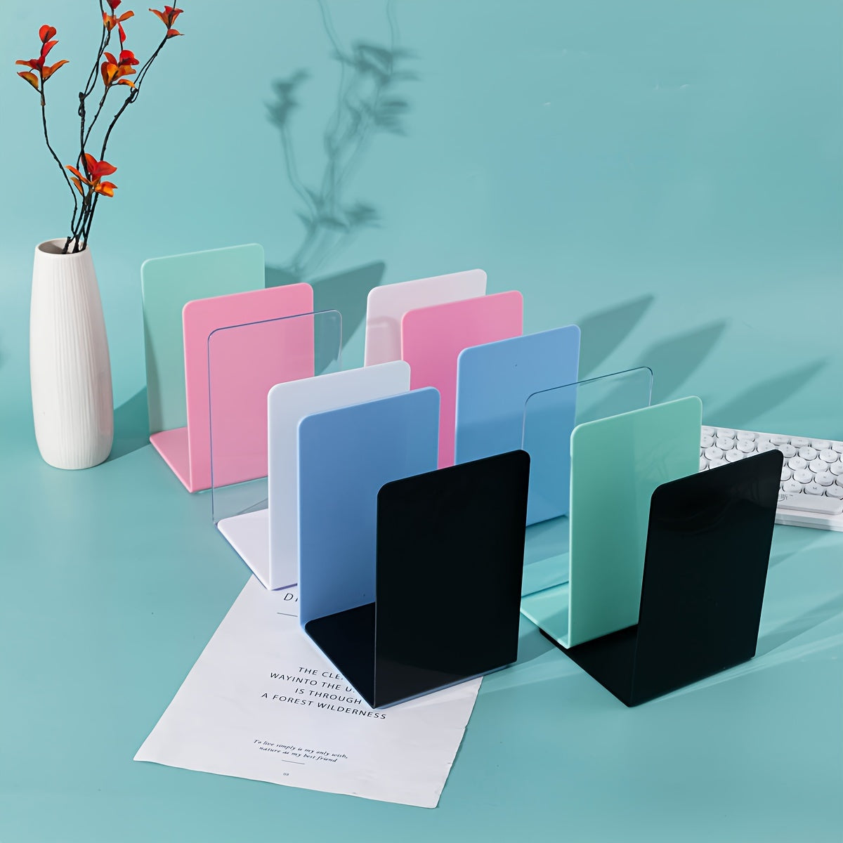 Set da 6 Supporti per Libri in Acrilico Trasparente - Supporto per Libri in Materiale PP Spesso per Casa e Ufficio