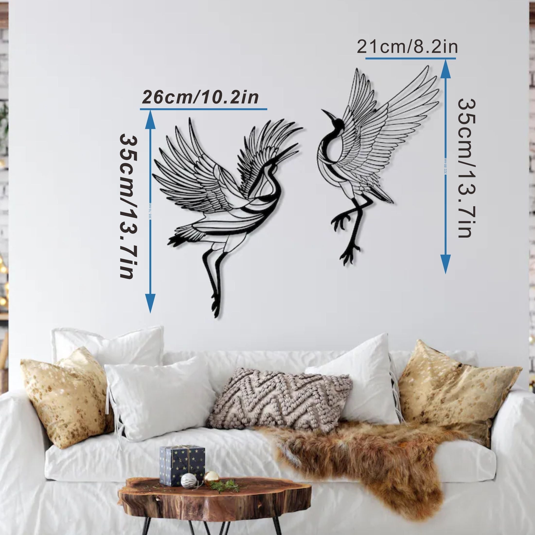 CraneArt - 2-delige Metalen Kraan Muurkunst Set