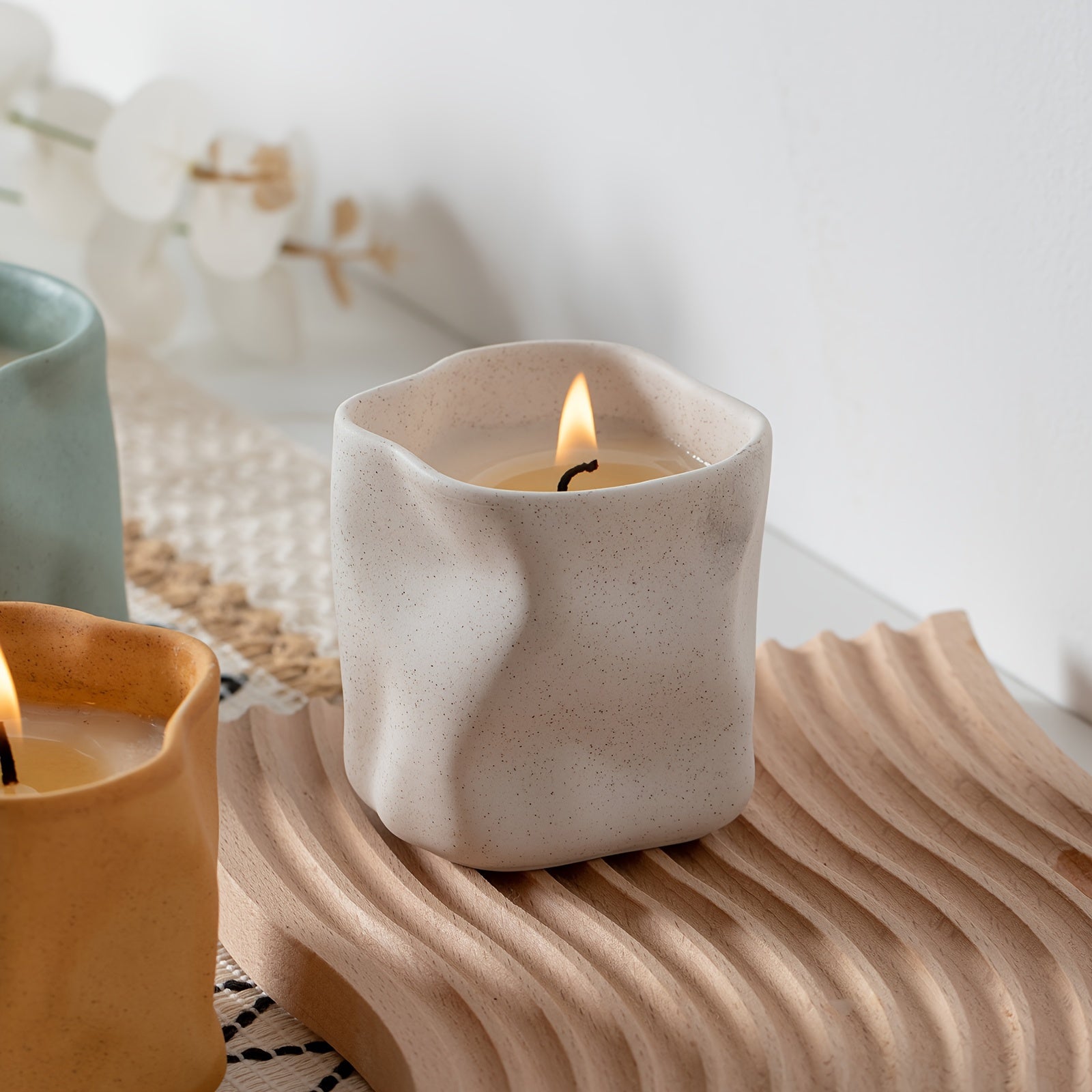 Nordic Stijl Keramische Kandelaar - Moderne Minimalistische Geometrie, Perfect voor Kerstmis en Feestdecoratie