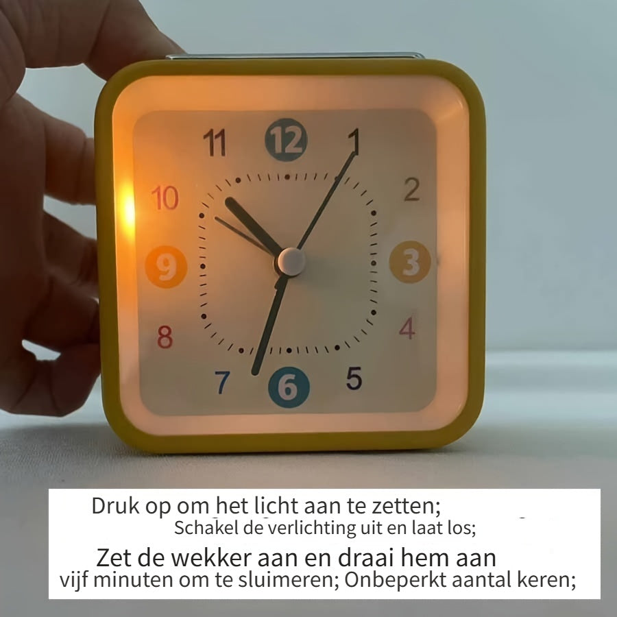 TimeCube - Vierkante Metalen Wekker met Nachtlampje en Snooze