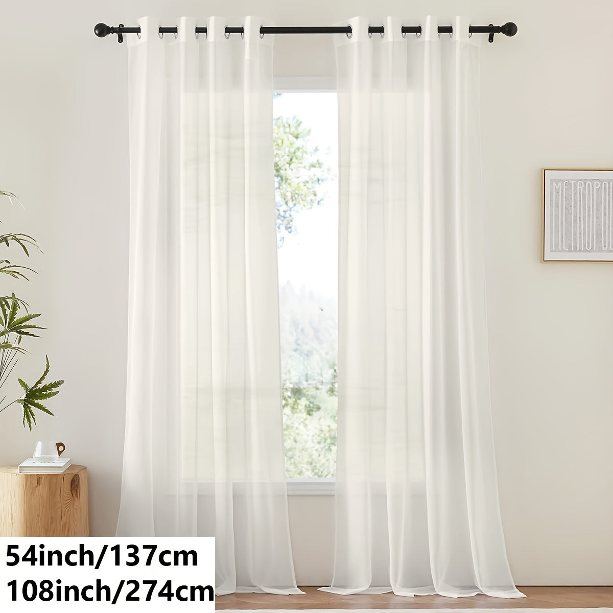 Tende in voile bianco leggero - 2 pezzi con occhielli per soggiorno e camera da letto