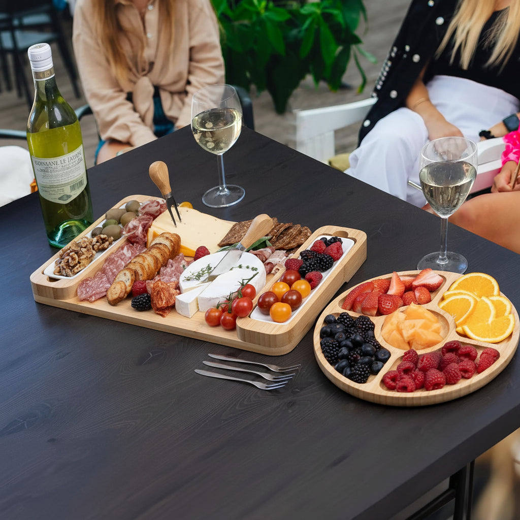 Bamboe Charcuterie Plank Set Verborgen Lade Gereedschap