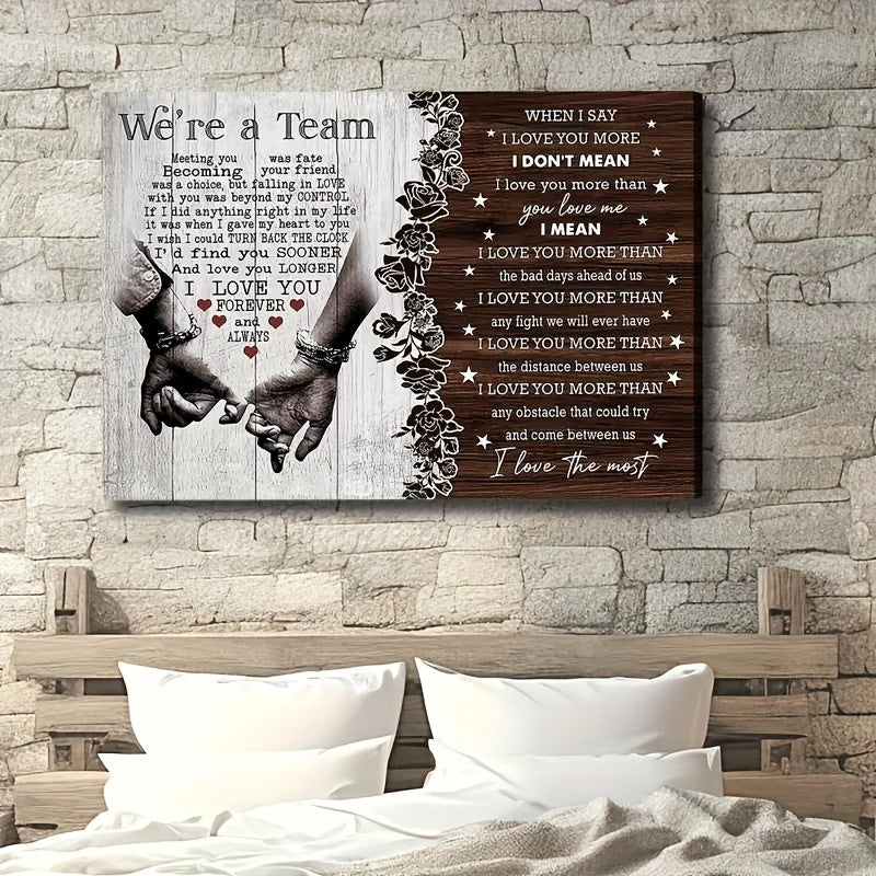 Wooden With Frame Personalized Couple Canvas, I Love You Couple Gift, Meeting You Was Destiny Canvas, Gift For Beloved Birthday Anniversary Couple Canvas