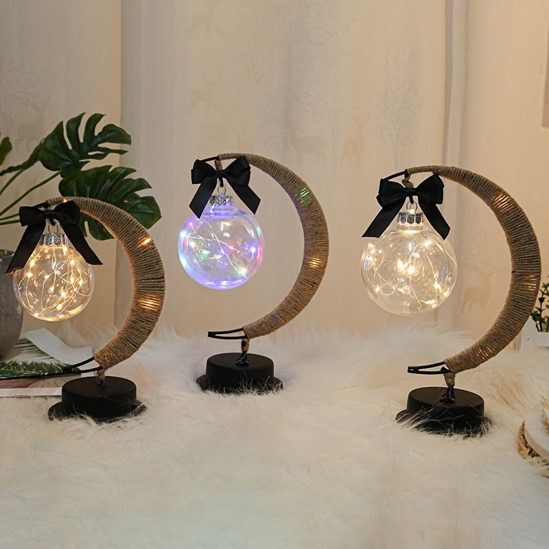 MaanLicht - Lámpara de mesa LED de hierro forjado con diseño decorativo de lámpara de escritorio