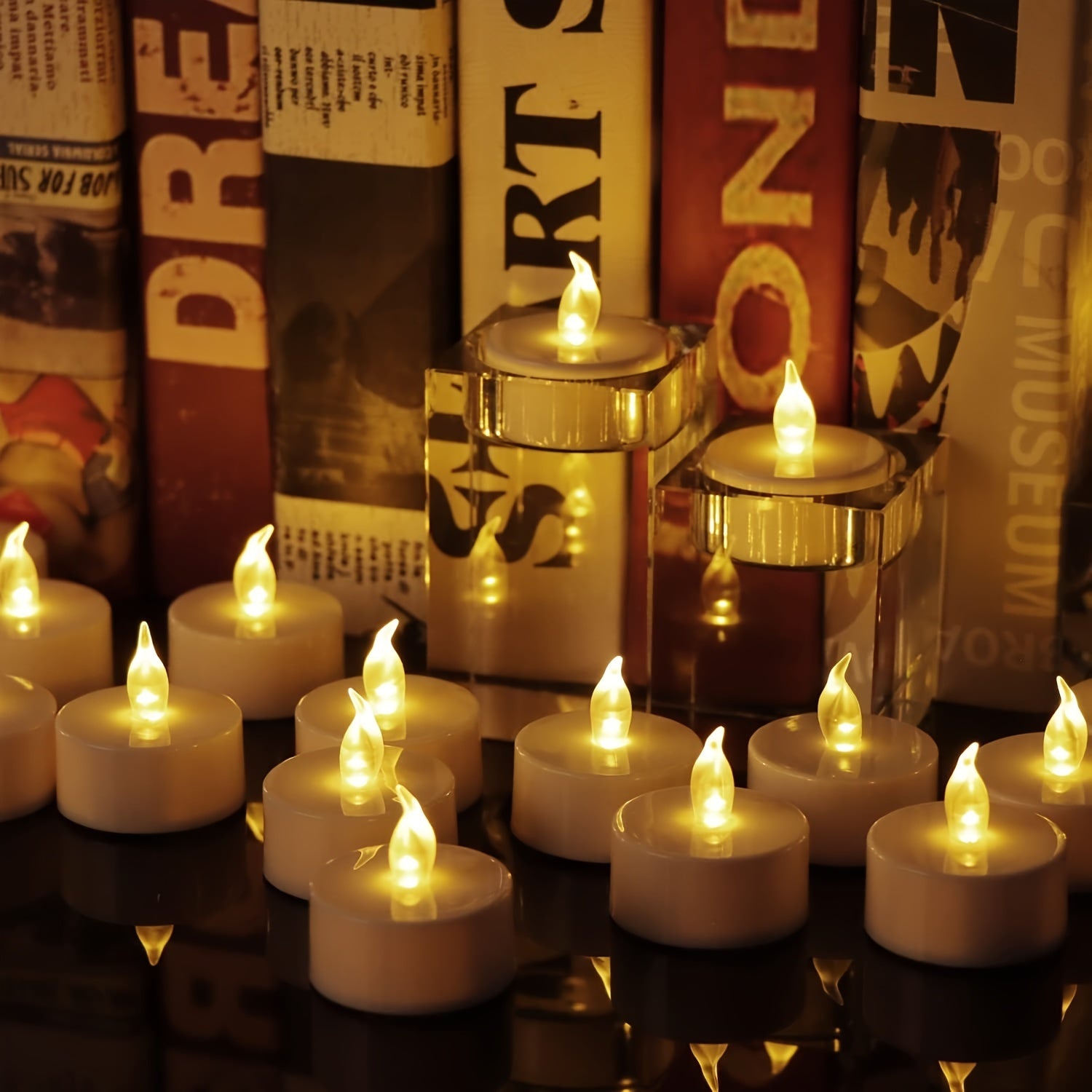 Candele LED per tè - Alimentate a batteria, Giallo caldo, Candele senza fiamma, Luce tremolante per oltre 150 ore (5, 12, 24, 50 pezzi)