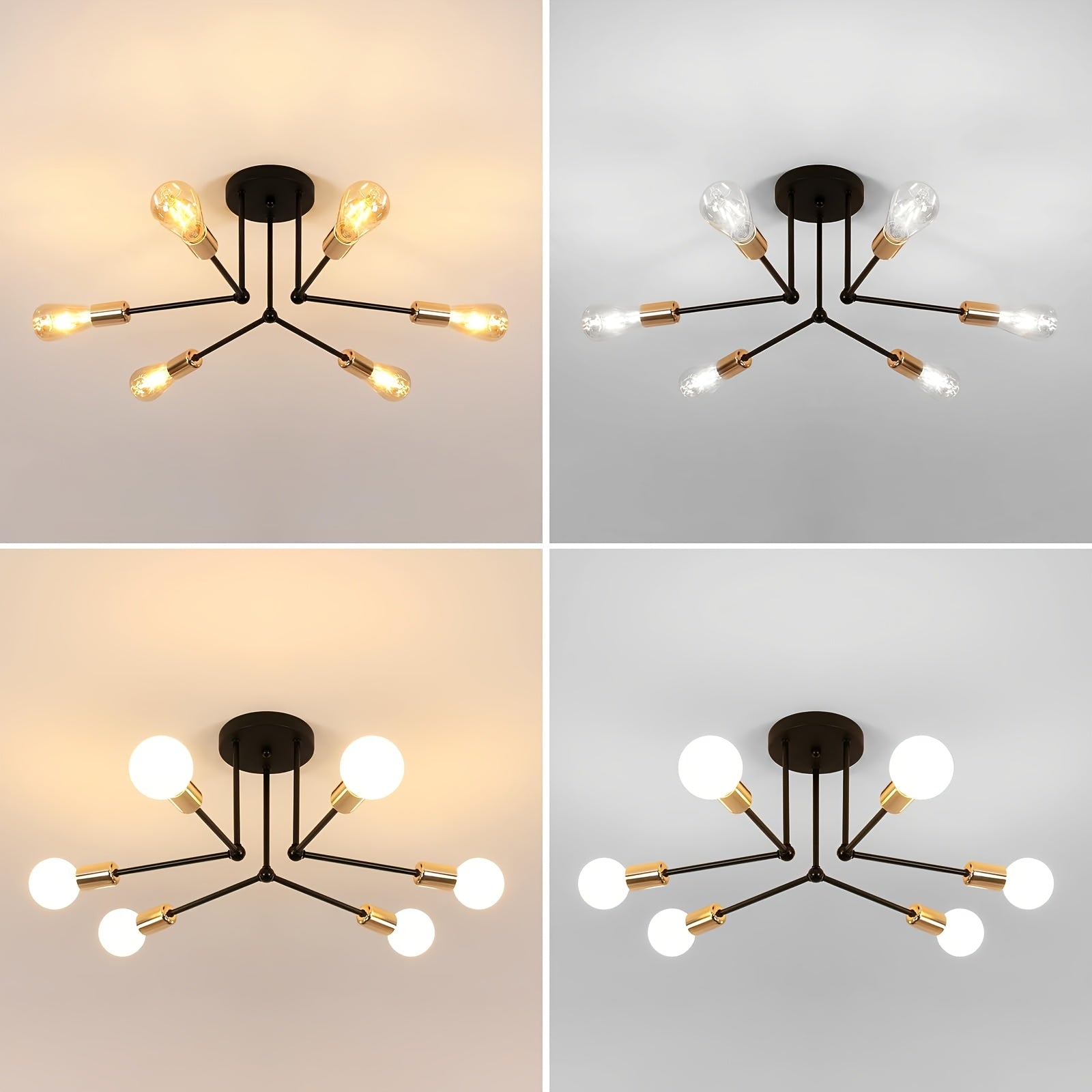 RetroLicht - Industriële 6-kops Plafondlamp