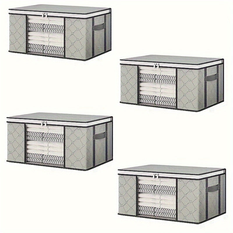 Set di 4 sacchetti pieghevoli per riporre – Grigio con finestra