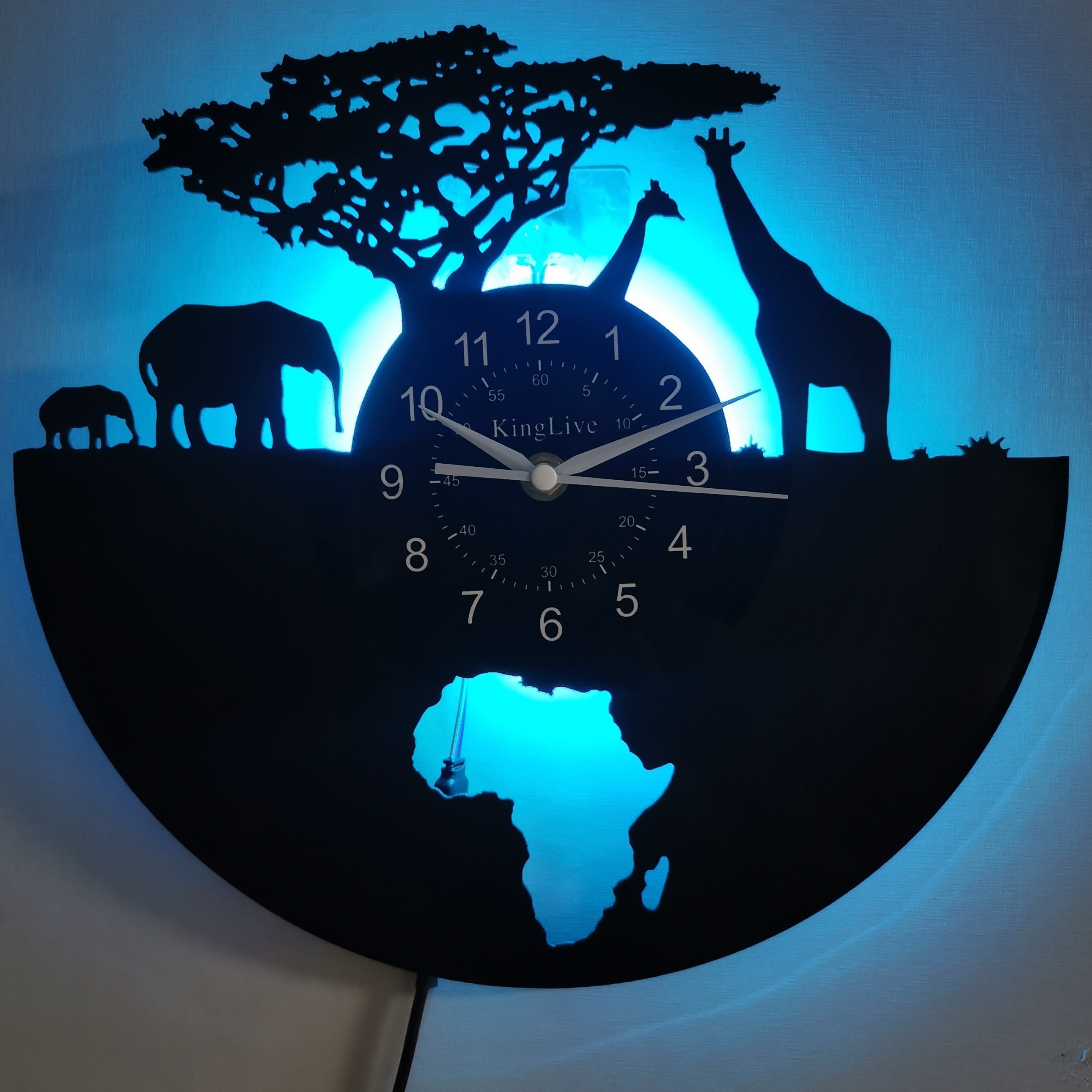 Vinyl Record Wall Clock - Giraffe Theme, Silent Clock, For Living Room, Bedroom, Kitchen or Office