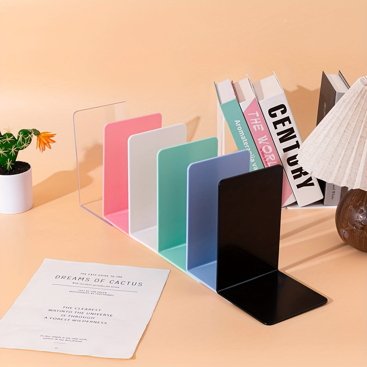 Set di 8 supporti per libri a forma di L - Materiale PP durevole, organizer per scrivania e studenti