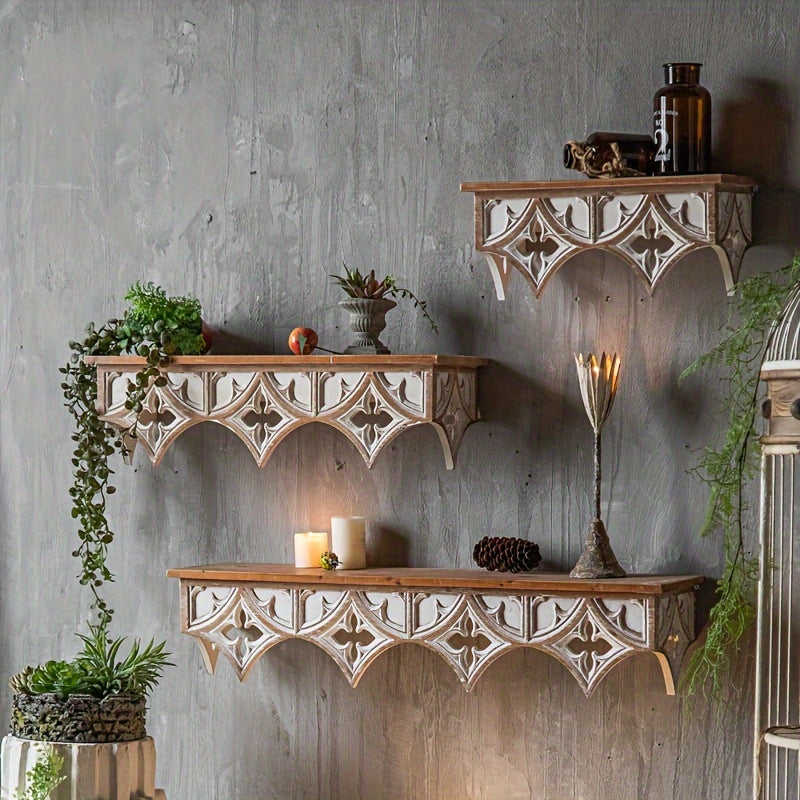 VintageWood - Rustic Wooden Wall Shelf for Living Room