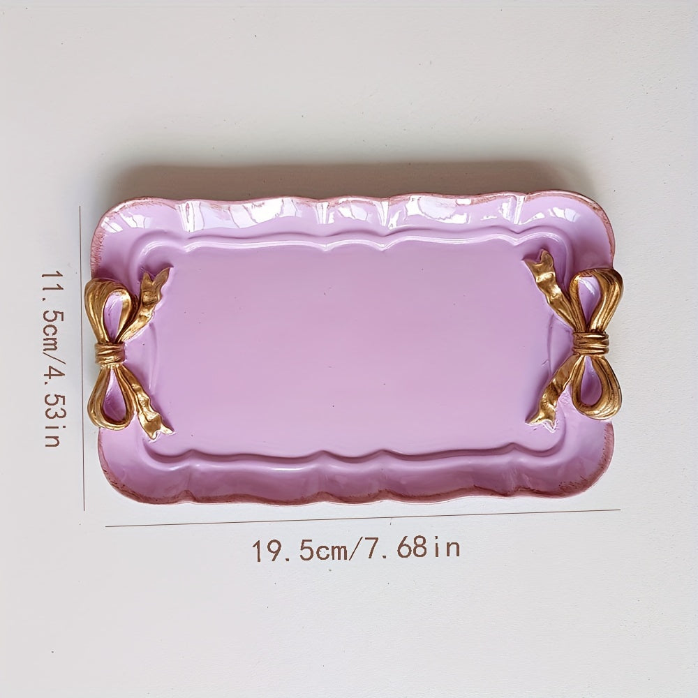 VintageServe-Tavolo da dessert - Vassoio rettangolare in resina per dolci con chiusura a fiocco