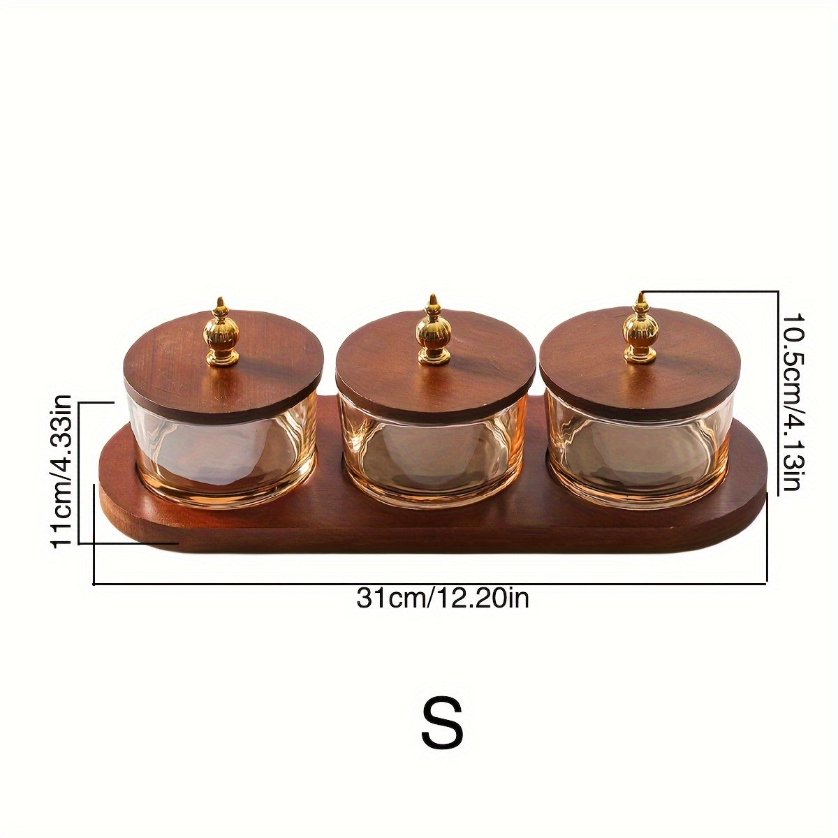 GlassSet - Luxe Glazen Snackkommen met Acaciahouten Dienblad