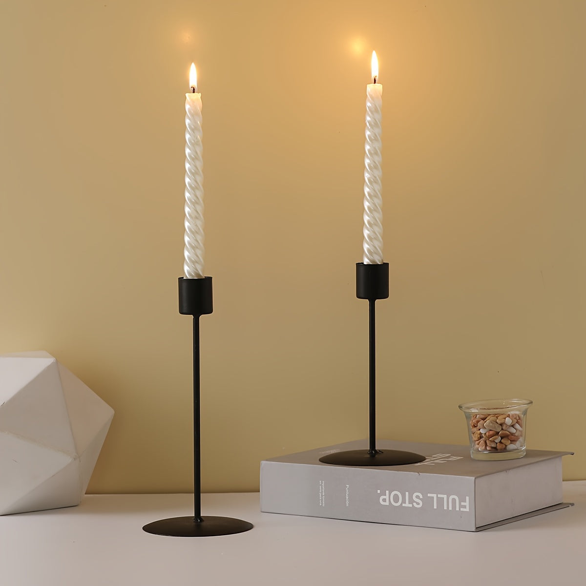 2 Soportes Metálicos para Velas – Decoración de Mesa para Cena, Boda y Fiestas