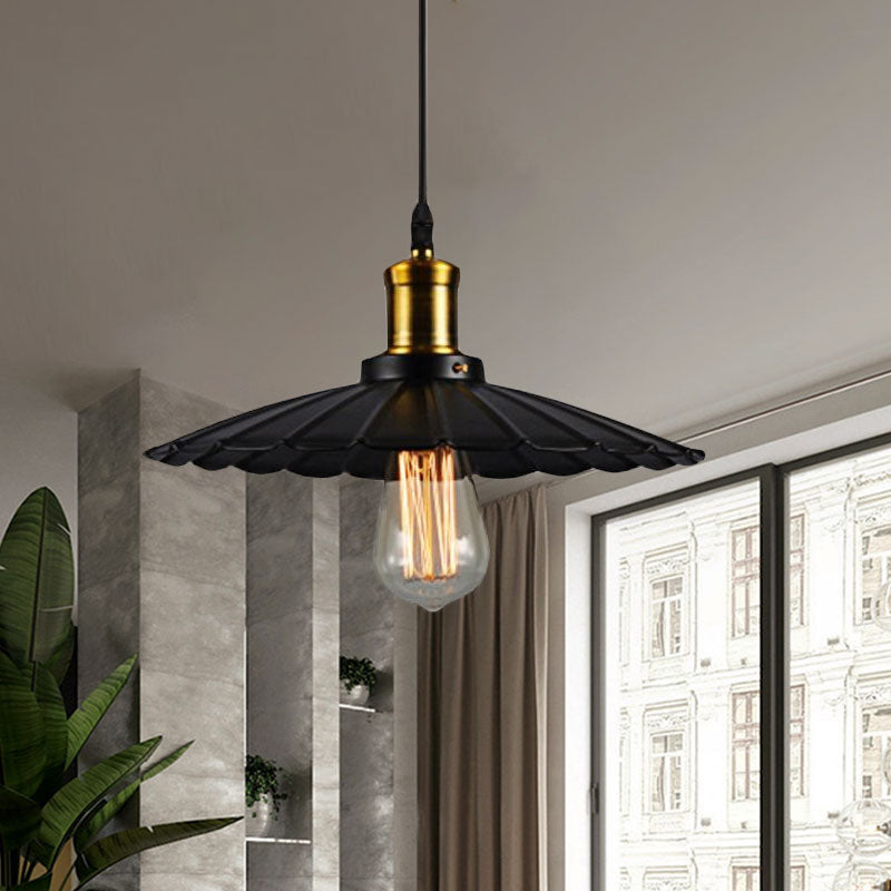 Industrial Wave Pendant Lamp 1-Light in Black/White